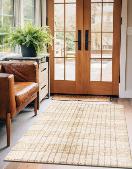 Ivory 6' 1 x 9' Laurel Handwoven Jute Rectangle Area Rug Braided Jute With Cotton Rustic All Natural Carpet for Home Indoor Interior Design for Sale at Rug Engine