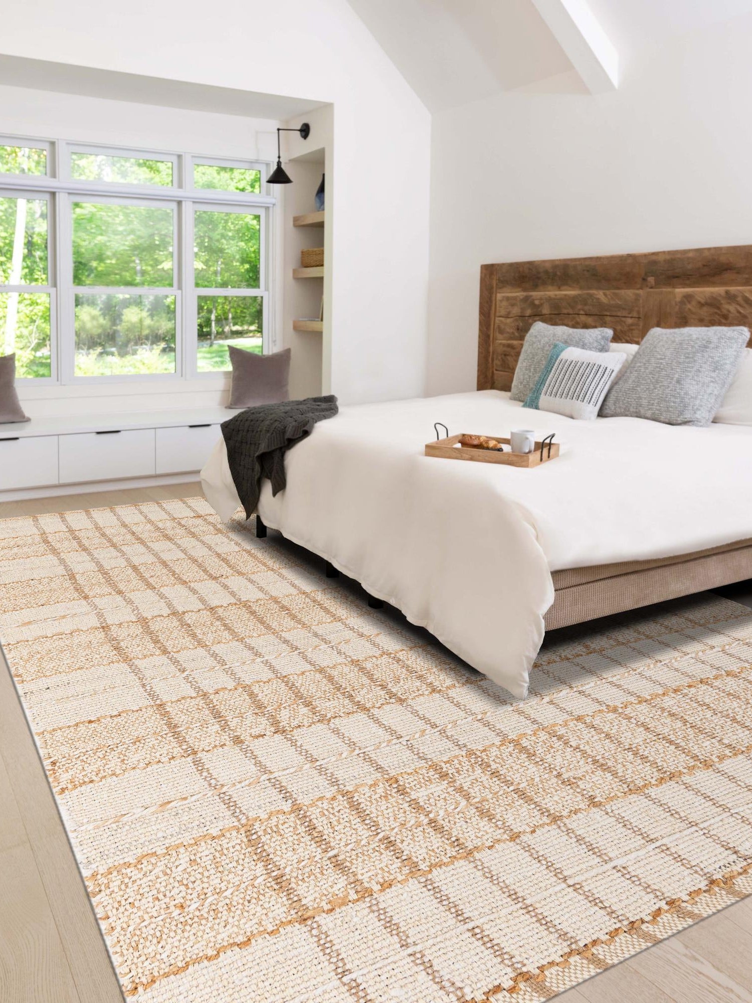 Ivory 6' 1 x 9' Laurel Handwoven Jute Rectangle Area Rug Braided Jute With Cotton Rustic All Natural Carpet for Home Indoor Interior Design for Sale at Rug Engine