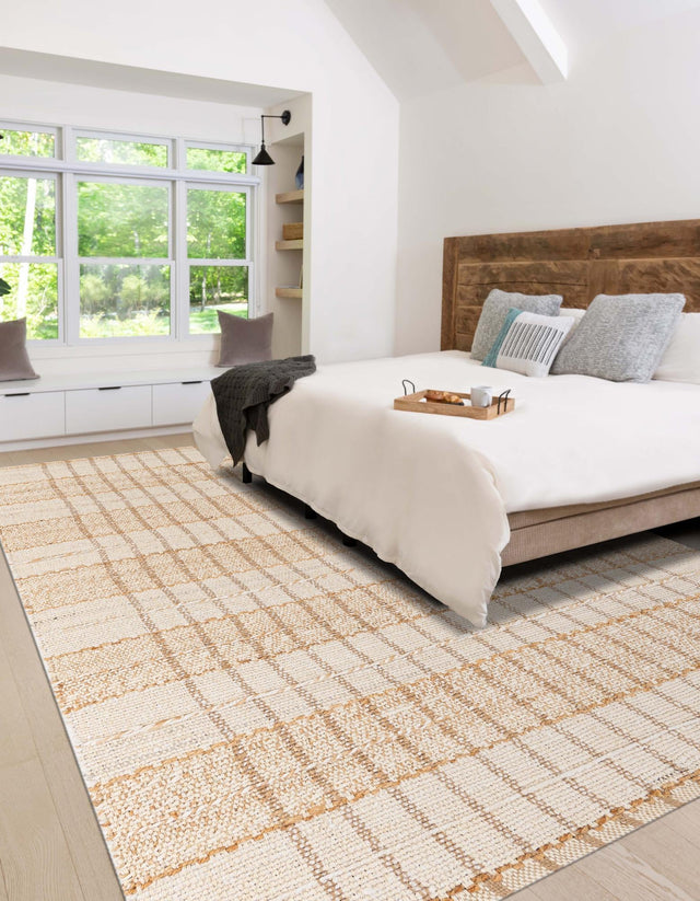 Ivory 10' x 14' 1 Laurel Handwoven Jute Rectangle Area Rug Braided Jute With Cotton Rustic All Natural Carpet for Home Indoor Interior Design for Sale at Rug Engine