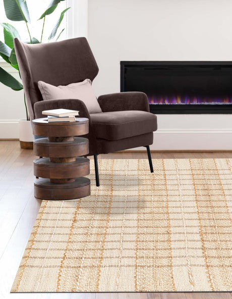 Ivory 5' 1 x 8' Laurel Handwoven Jute Rectangle Area Rug Braided Jute With Cotton Rustic All Natural Carpet for Home Indoor Interior Design for Sale at Rug Engine