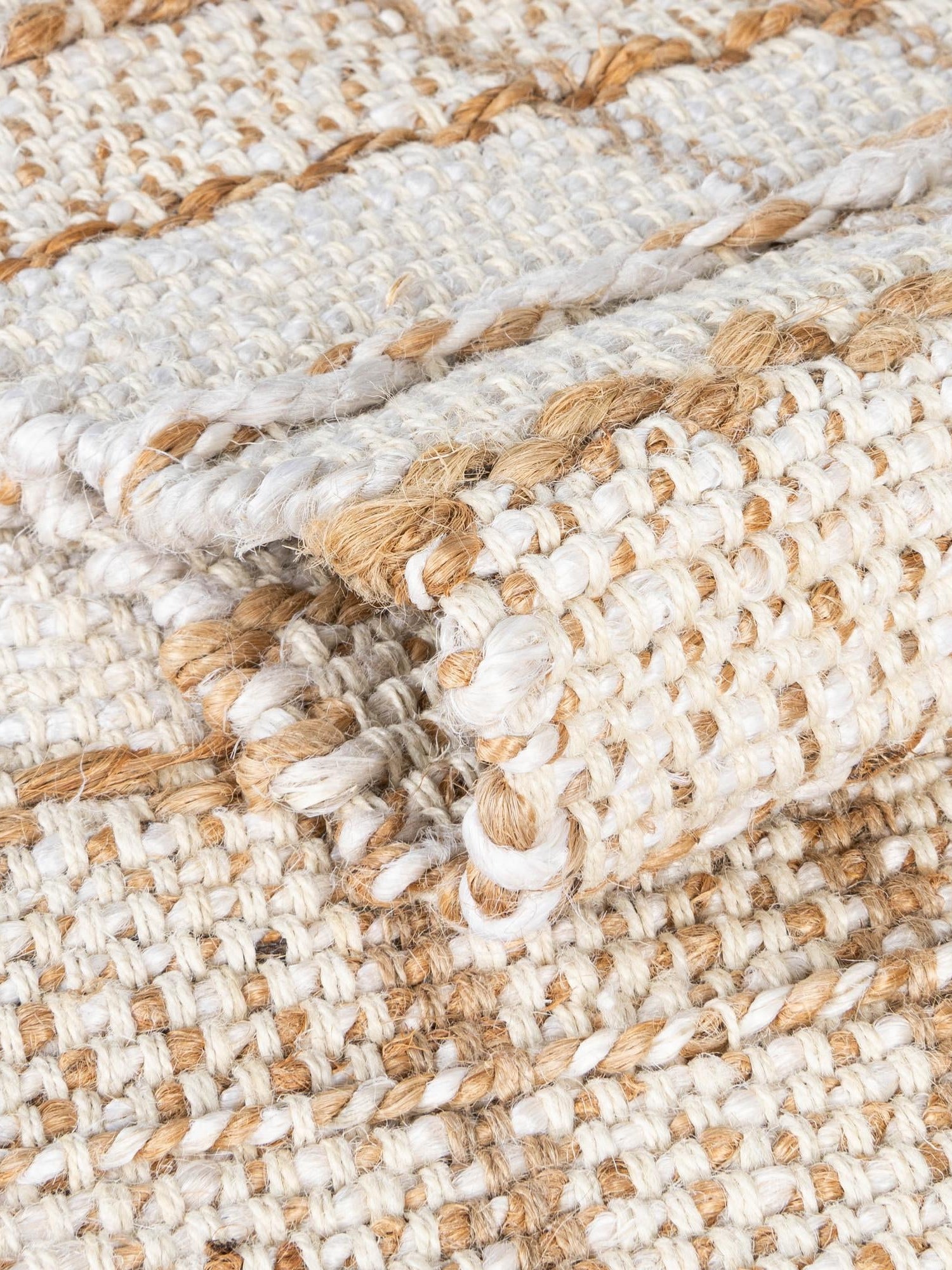 Ivory 2' x 3' 1 Laurel Handwoven Jute Rectangle Area Rug Braided Jute With Cotton Rustic All Natural Carpet for Home Indoor Interior Design for Sale at Rug Engine
