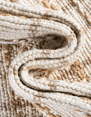 Ivory 4' 1 x 6' 1 Laurel Handwoven Jute Rectangle Area Rug Braided Jute With Cotton Rustic All Natural Carpet for Home Indoor Interior Design for Sale at Rug Engine