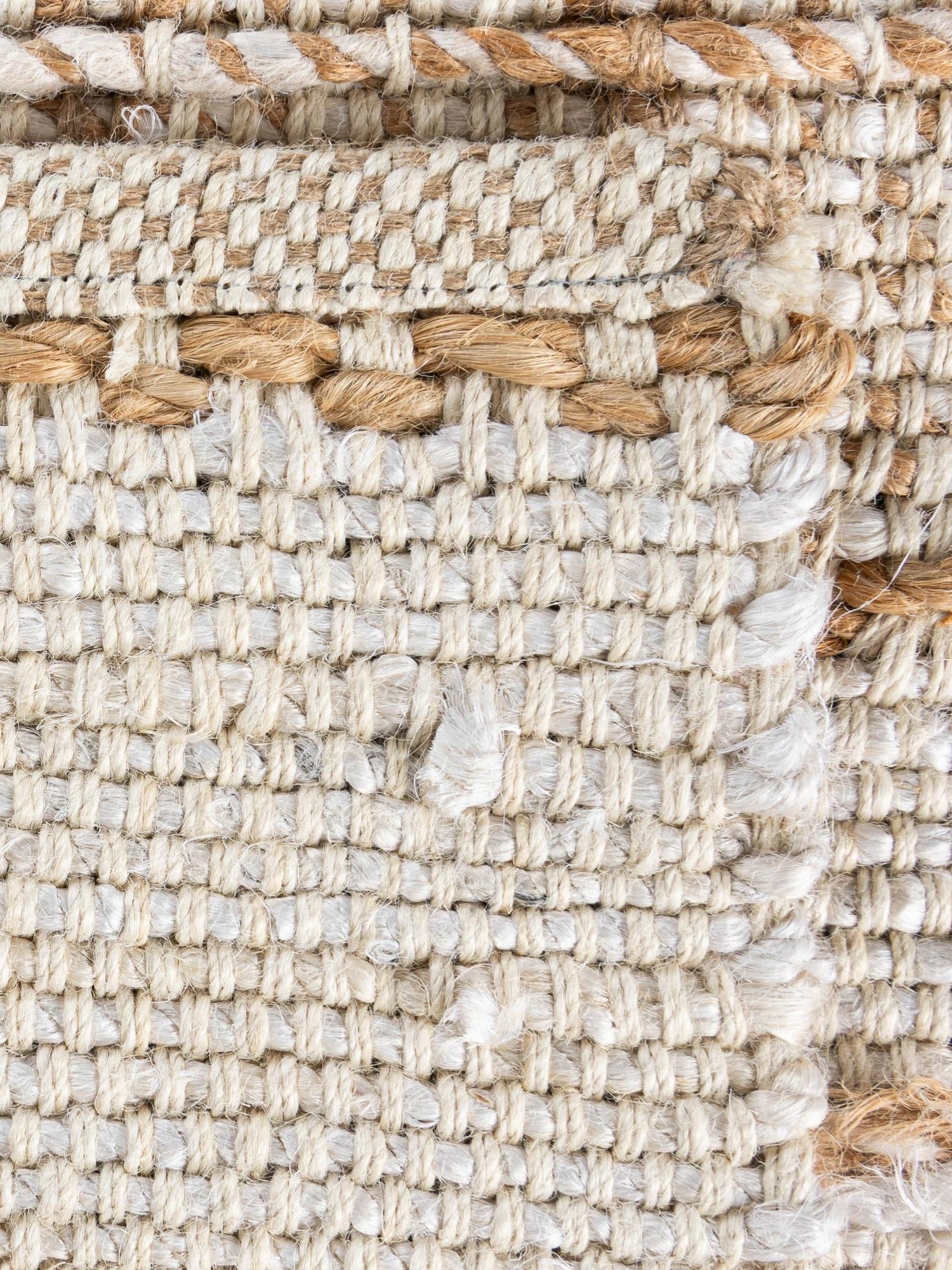 Ivory 4' 1 x 6' 1 Laurel Handwoven Jute Rectangle Area Rug Braided Jute With Cotton Rustic All Natural Carpet for Home Indoor Interior Design for Sale at Rug Engine