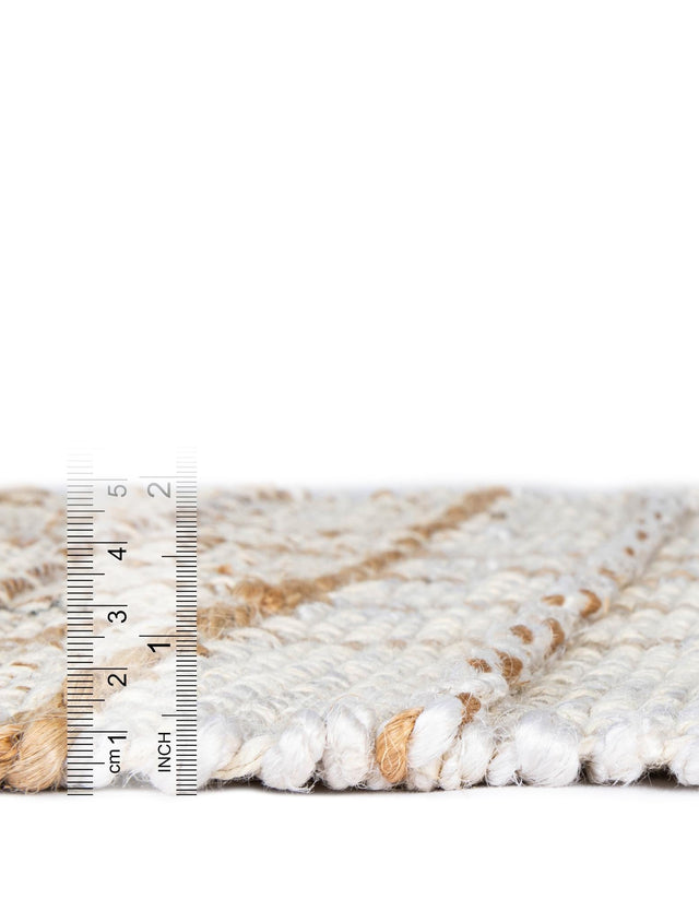 Ivory 2' x 6' 1 Laurel Handwoven Jute Runner Area Rug Braided Jute With Cotton Rustic All Natural Carpet for Home Indoor Interior Design for Sale at Rug Engine