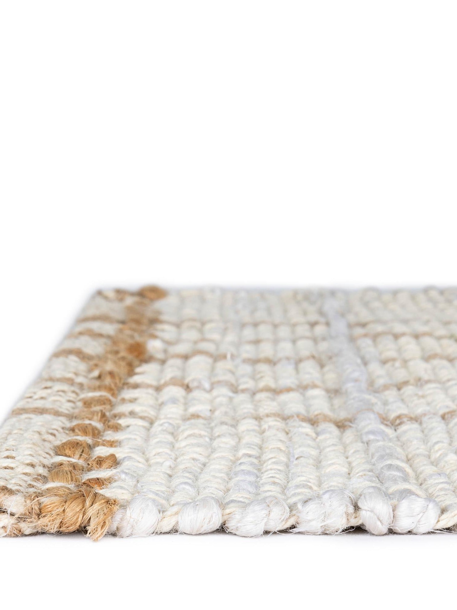 Ivory 2' x 6' 1 Laurel Handwoven Jute Runner Area Rug Braided Jute With Cotton Rustic All Natural Carpet for Home Indoor Interior Design for Sale at Rug Engine