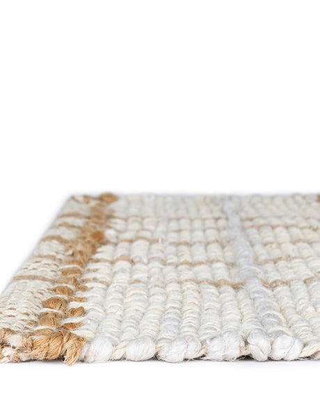 Ivory 2' x 6' 1 Laurel Handwoven Jute Runner Area Rug Braided Jute With Cotton Rustic All Natural Carpet for Home Indoor Interior Design for Sale at Rug Engine