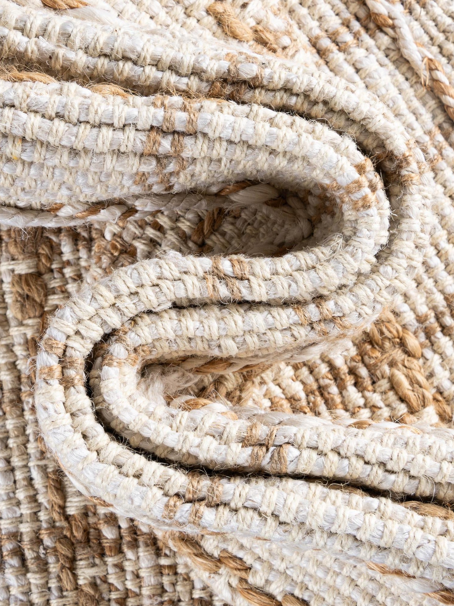 Ivory 2' 7 x 8' Laurel Handwoven Jute Runner Area Rug Braided Jute With Cotton Rustic All Natural Carpet for Home Indoor Interior Design for Sale at Rug Engine
