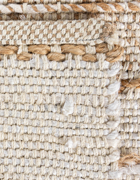 Ivory 2' 7 x 12' Laurel Handwoven Jute Runner Area Rug Braided Jute With Cotton Rustic All Natural Carpet for Home Indoor Interior Design for Sale at Rug Engine