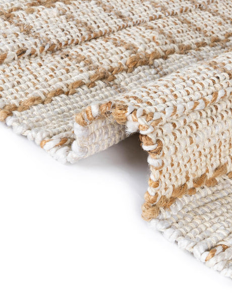 Ivory 2' x 5' 1 Laurel Handwoven Jute Runner Area Rug Braided Jute With Cotton Rustic All Natural Carpet for Home Indoor Interior Design for Sale at Rug Engine