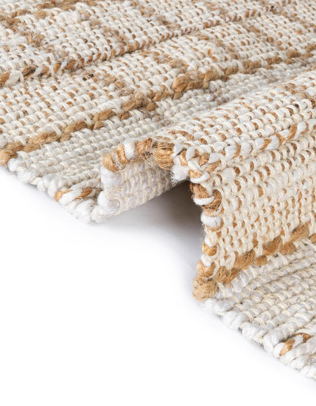 Ivory 2' x 6' 1 Laurel Handwoven Jute Runner Area Rug Braided Jute With Cotton Rustic All Natural Carpet for Home Indoor Interior Design for Sale at Rug Engine
