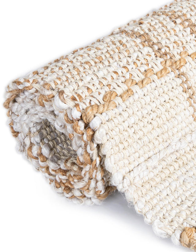 Ivory 2' x 6' 1 Laurel Handwoven Jute Runner Area Rug Braided Jute With Cotton Rustic All Natural Carpet for Home Indoor Interior Design for Sale at Rug Engine