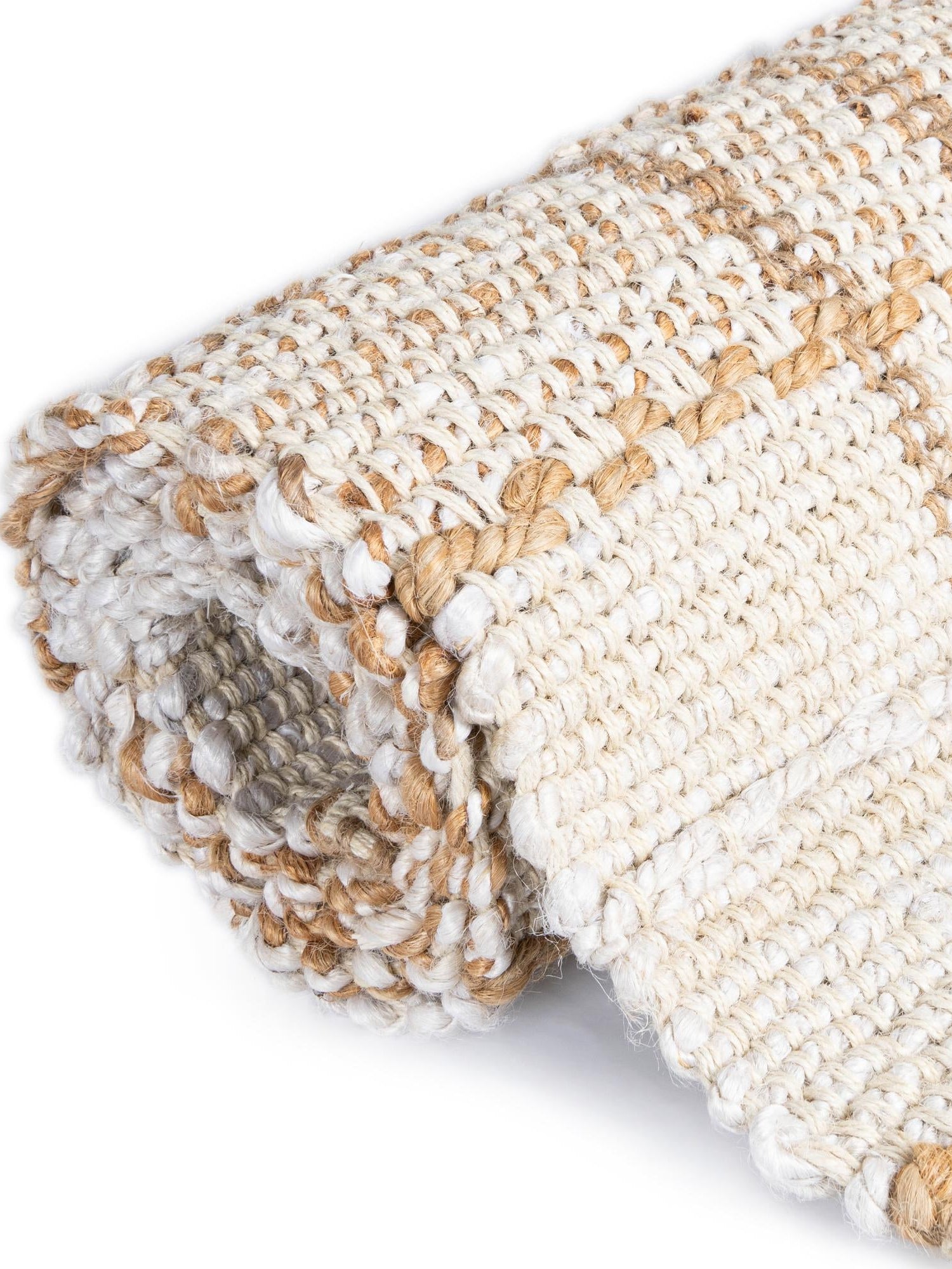 Ivory 2' x 5' 1 Laurel Handwoven Jute Runner Area Rug Braided Jute With Cotton Rustic All Natural Carpet for Home Indoor Interior Design for Sale at Rug Engine