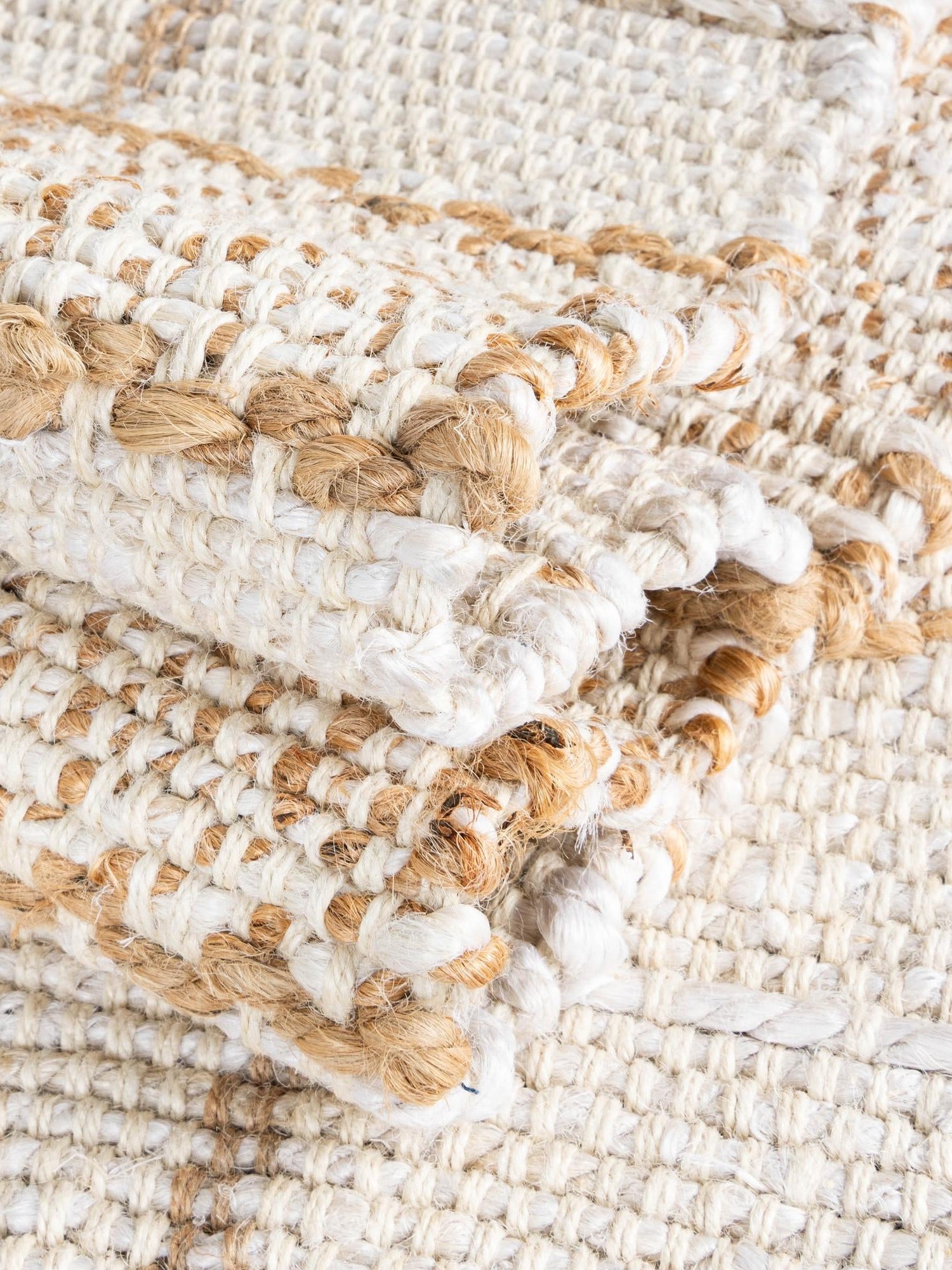 Ivory 2' x 4' 1 Laurel Handwoven Jute Runner Area Rug Braided Jute With Cotton Rustic All Natural Carpet for Home Indoor Interior Design for Sale at Rug Engine