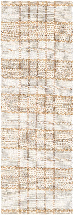 Ivory 2' x 6' 1 Laurel Handwoven Jute Runner Area Rug Braided Jute With Cotton Rustic All Natural Carpet for Home Indoor Interior Design for Sale at Rug Engine