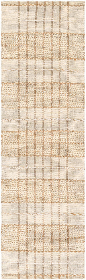 Ivory 2' 7 x 8' Laurel Handwoven Jute Runner Area Rug Braided Jute With Cotton Rustic All Natural Carpet for Home Indoor Interior Design for Sale at Rug Engine