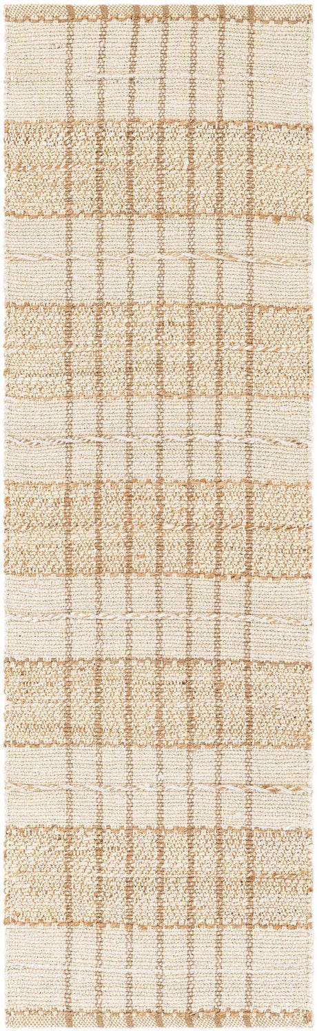Ivory 2' 7 x 8' Laurel Handwoven Jute Runner Area Rug Braided Jute With Cotton Rustic All Natural Carpet for Home Indoor Interior Design for Sale at Rug Engine