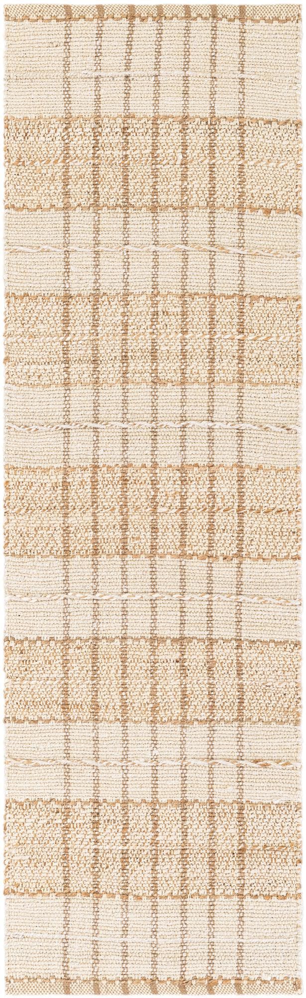 Ivory 2' 7 x 8' Laurel Handwoven Jute Runner Area Rug Braided Jute With Cotton Rustic All Natural Carpet for Home Indoor Interior Design for Sale at Rug Engine