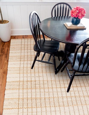 Ivory 7' 10 x 7' 10 Laurel Handwoven Jute Square Area Rug Braided Jute With Cotton Rustic All Natural Carpet for Home Indoor Interior Design for Sale at Rug Engine