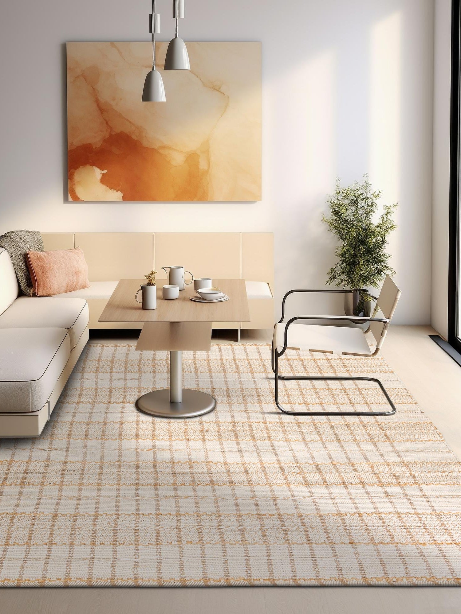 Ivory 10' x 10' Laurel Handwoven Jute Square Area Rug Braided Jute With Cotton Rustic All Natural Carpet for Home Indoor Interior Design for Sale at Rug Engine