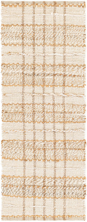 Ivory 2' x 5' 1 Laurel Handwoven Jute Runner Area Rug Braided Jute With Cotton Rustic All Natural Carpet for Home Indoor Interior Design for Sale at Rug Engine