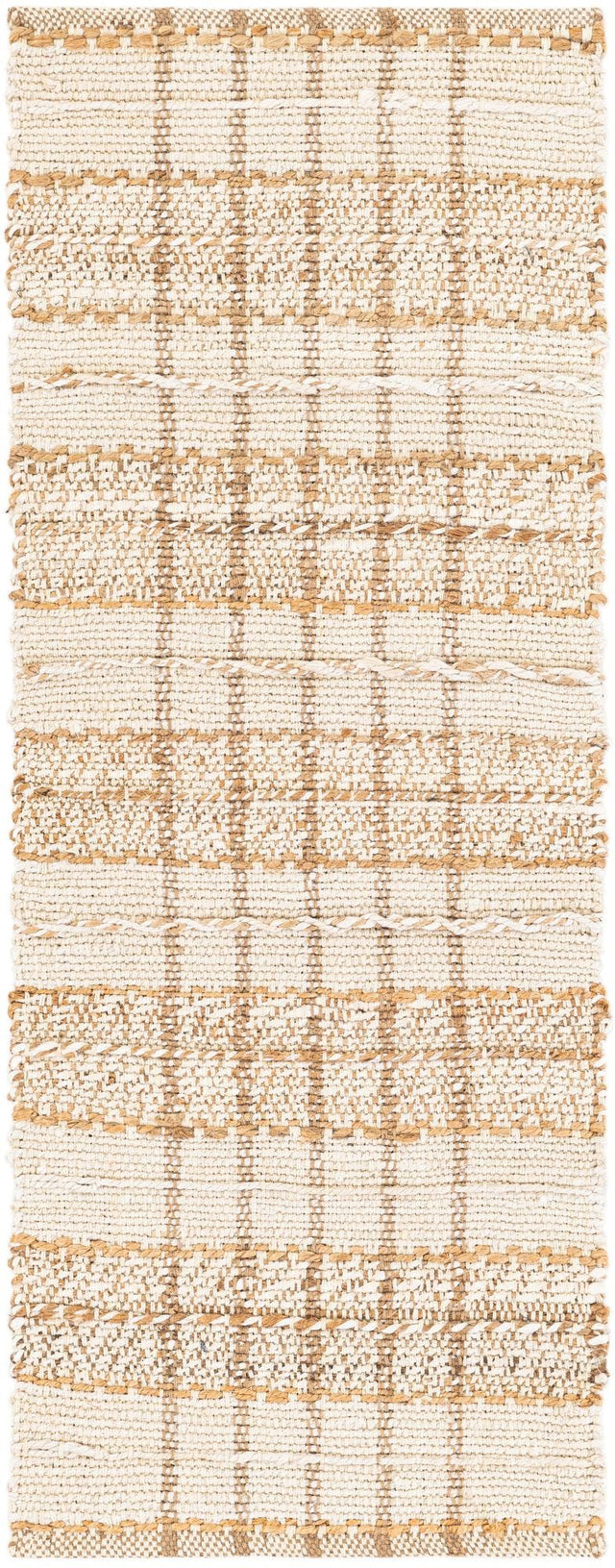 Ivory 2' x 5' 1 Laurel Handwoven Jute Runner Area Rug Braided Jute With Cotton Rustic All Natural Carpet for Home Indoor Interior Design for Sale at Rug Engine