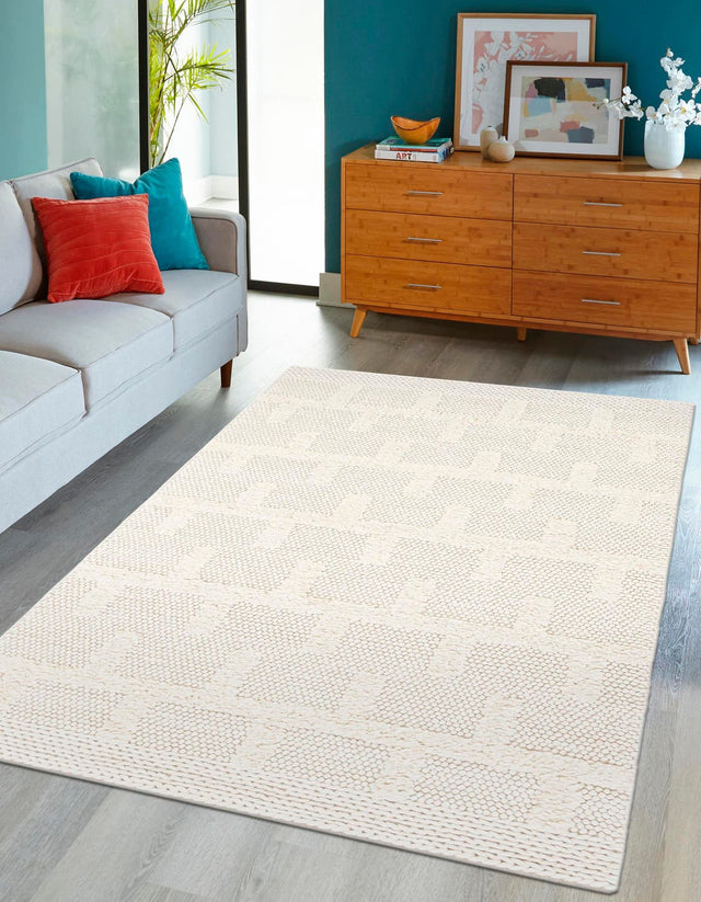 Ivory 7' 10 x 10' Lana New Zealand Wool Rectangle Area Rug All Natural Premium Wool Hand Woven Carpet for Luxury Interior Home Design for Sale at Rug Engine