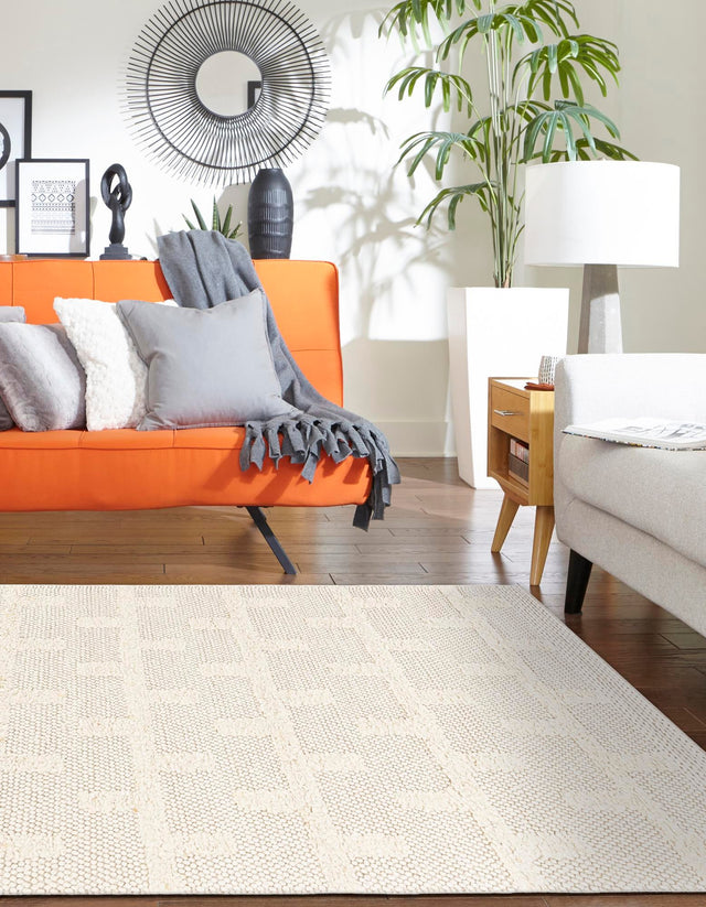 Ivory 4' 1 x 6' 1 Lana New Zealand Wool Rectangle Area Rug All Natural Premium Wool Hand Woven Carpet for Luxury Interior Home Design for Sale at Rug Engine