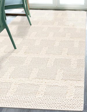 Ivory 4' 1 x 6' 1 Lana New Zealand Wool Rectangle Area Rug All Natural Premium Wool Hand Woven Carpet for Luxury Interior Home Design for Sale at Rug Engine