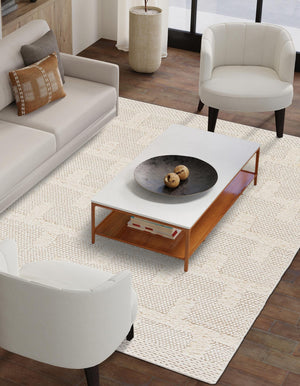 Ivory 4' 1 x 6' 1 Lana New Zealand Wool Rectangle Area Rug All Natural Premium Wool Hand Woven Carpet for Luxury Interior Home Design for Sale at Rug Engine