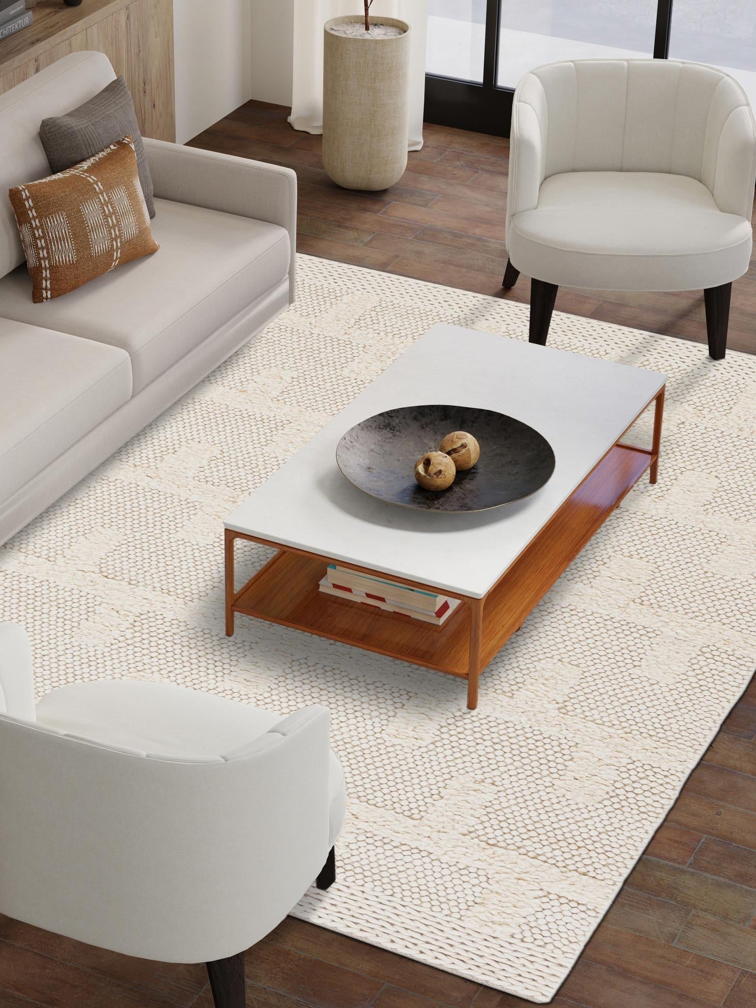 Ivory 7' 10 x 10' Lana New Zealand Wool Rectangle Area Rug All Natural Premium Wool Hand Woven Carpet for Luxury Interior Home Design for Sale at Rug Engine