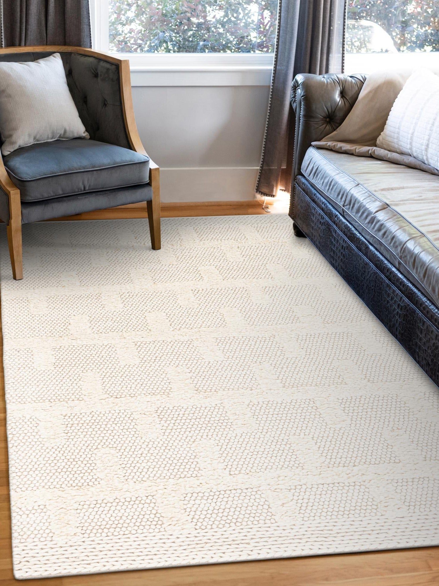 Ivory 9' x 12' Lana New Zealand Wool Rectangle Area Rug All Natural Premium Wool Hand Woven Carpet for Luxury Interior Home Design for Sale at Rug Engine