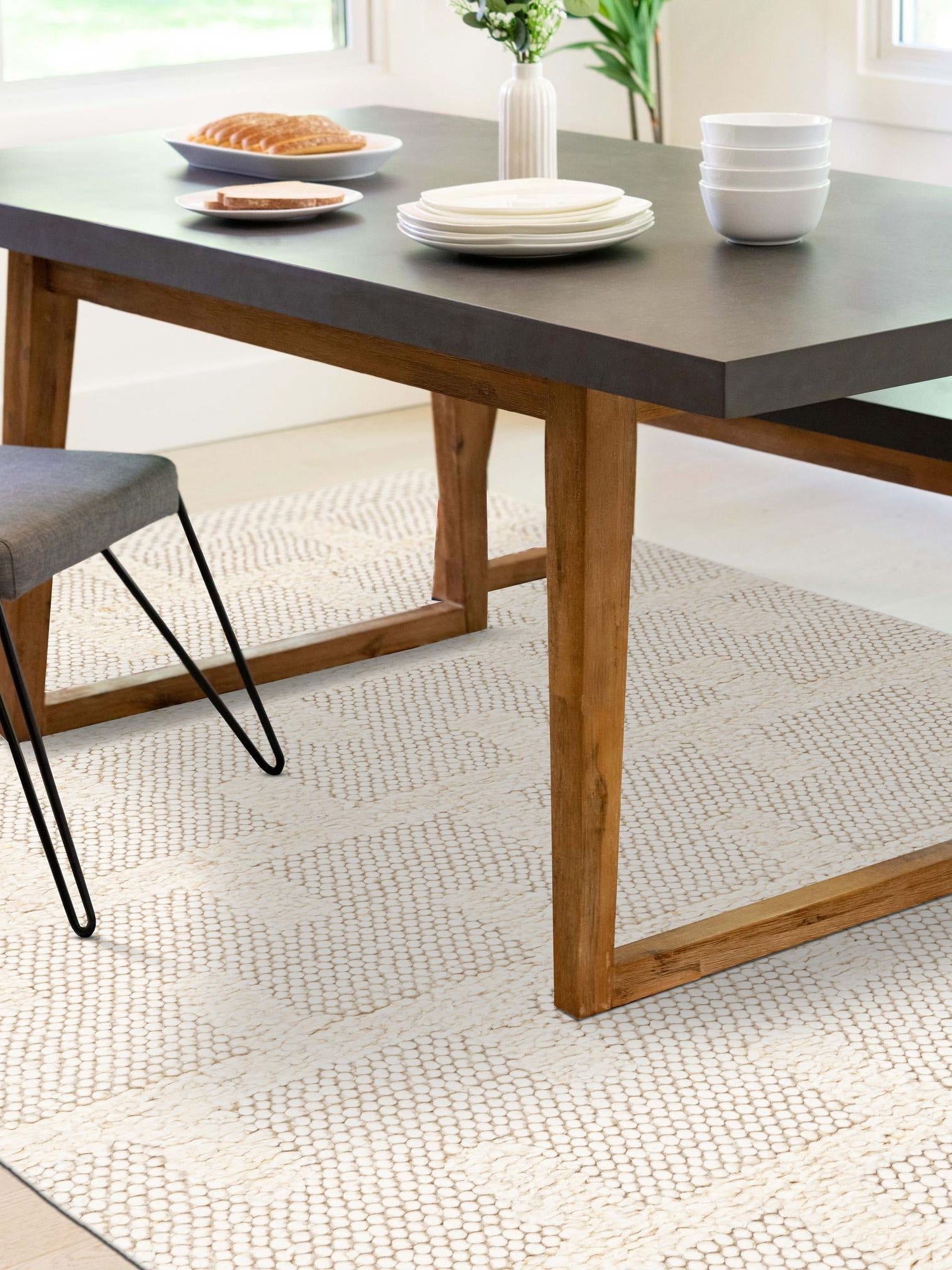 Ivory 4' 1 x 6' 1 Lana New Zealand Wool Rectangle Area Rug All Natural Premium Wool Hand Woven Carpet for Luxury Interior Home Design for Sale at Rug Engine