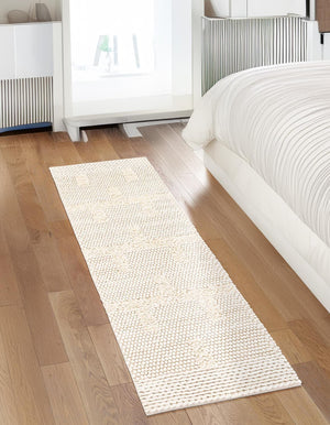 Ivory 2' 7 x 10' Lana New Zealand Wool Runner Area Rug All Natural Premium Wool Hand Woven Carpet for Luxury Interior Home Design for Sale at Rug Engine