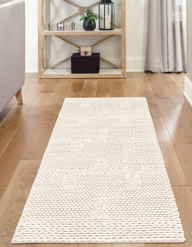 Ivory 2' x 5' 1 Lana New Zealand Wool Runner Rug