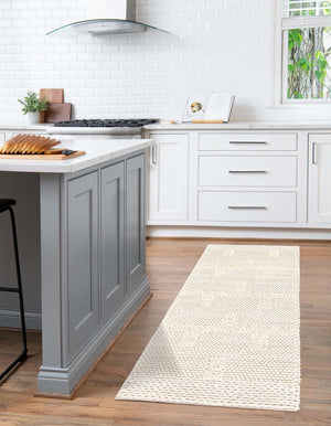 Ivory 2' x 5' 1 Lana New Zealand Wool Runner Rug