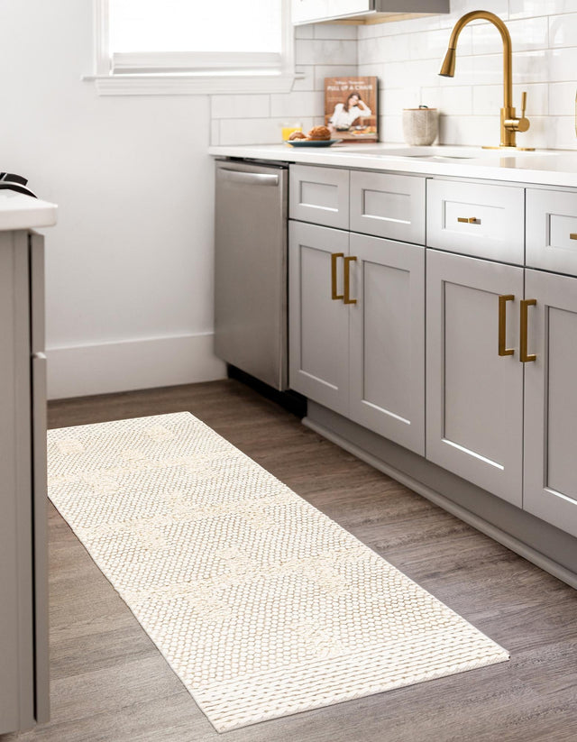 Ivory 2' x 5' 1 Lana New Zealand Wool Runner Rug