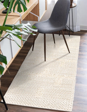 Ivory 2' 7 x 12' Lana New Zealand Wool Runner Area Rug All Natural Premium Wool Hand Woven Carpet for Luxury Interior Home Design for Sale at Rug Engine