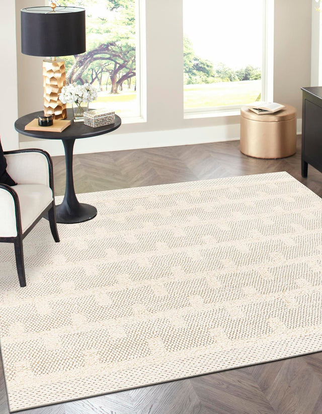Ivory 7' 10 x 7' 10 Lana New Zealand Wool Square Area Rug All Natural Premium Wool Hand Woven Carpet for Luxury Interior Home Design for Sale at Rug Engine