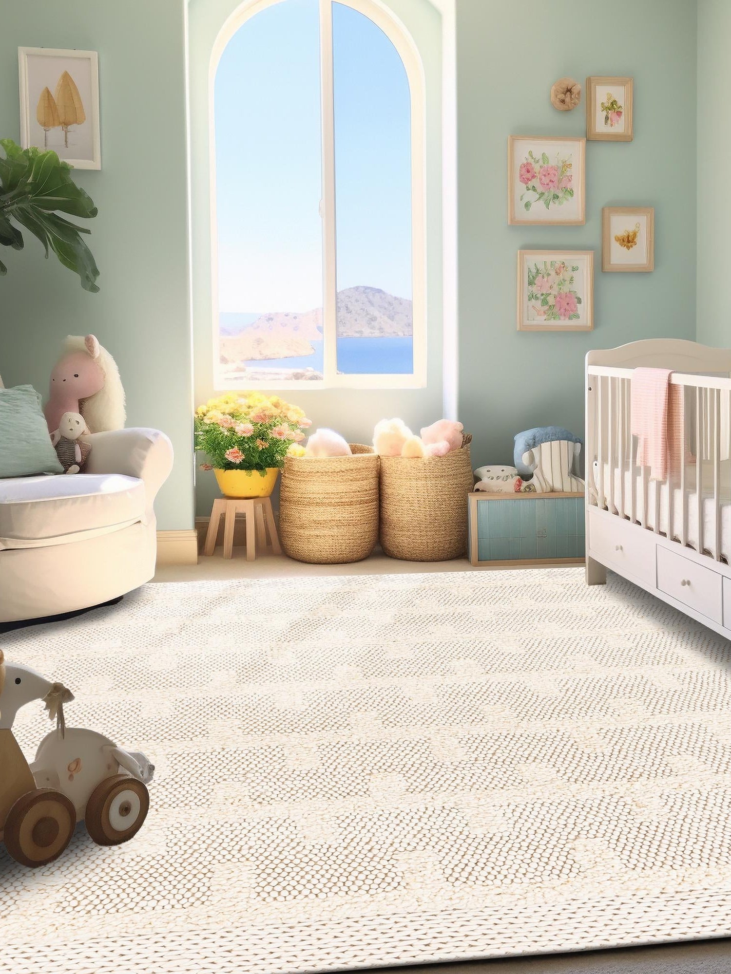 Ivory 10' x 10' Lana New Zealand Wool Square Area Rug All Natural Premium Wool Hand Woven Carpet for Luxury Interior Home Design for Sale at Rug Engine