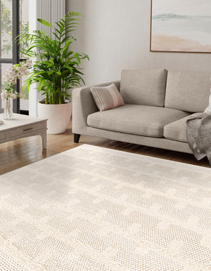 Ivory 10' x 10' Lana New Zealand Wool Square Area Rug All Natural Premium Wool Hand Woven Carpet for Luxury Interior Home Design for Sale at Rug Engine