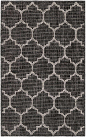 Black 3' 1 x 5' 3 Outdoor Trellis Rectangle Area Rug Weather Resistant for Patio, Deck, Terrace, Balcony, Porch Geometric Design Water Safe Outside Carpet for Sale at Rug Engine