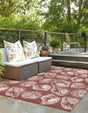 Rust Red and Ivory 10' x 14' 1 Outdoor Coastal Rectangle Area Rug Weather Resistant for Patio, Deck, Terrace, Balcony, Porch 100% Polypropylene Coastal Decor Carpet for Sale at Rug Engine