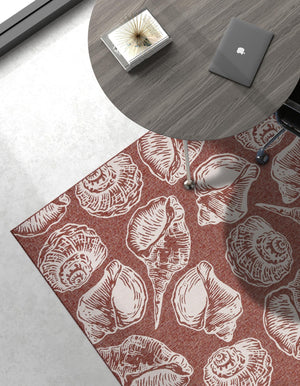 Rust Red and Ivory 5' 3 x 8' Outdoor Coastal Rectangle Area Rug Weather Resistant for Patio, Deck, Terrace, Balcony, Porch 100% Polypropylene Coastal Decor Carpet for Sale at Rug Engine