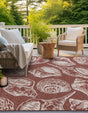Rust Red and Ivory 12' x 12' Outdoor Coastal Square Area Rug Weather Resistant for Patio, Deck, Terrace, Balcony, Porch 100% Polypropylene Coastal Decor Carpet for Sale at Rug Engine