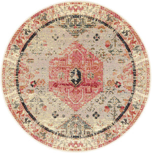 Multicolor 3' 1 x 3' 1 Outdoor Traditional Round Area Rug Weather Resistant for Patio, Deck, Terrace, Balcony, Porch Classical Design Outside Carpet for Sale at Rug Engine