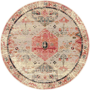 Multicolor 4' 1 x 4' 1 Outdoor Traditional Round Area Rug Weather Resistant for Patio, Deck, Terrace, Balcony, Porch Classical Design Outside Carpet for Sale at Rug Engine