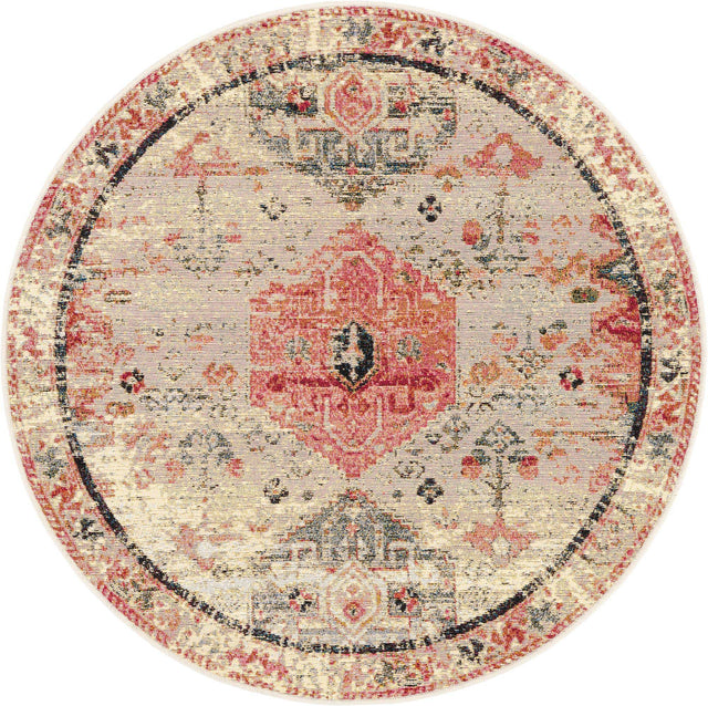 Multicolor 4' 1 x 4' 1 Outdoor Traditional Round Area Rug Weather Resistant for Patio, Deck, Terrace, Balcony, Porch Classical Design Outside Carpet for Sale at Rug Engine