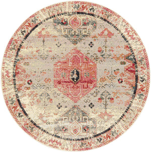 Multicolor 5' 1 x 5' 1 Outdoor Traditional Round Area Rug Weather Resistant for Patio, Deck, Terrace, Balcony, Porch Classical Design Outside Carpet for Sale at Rug Engine
