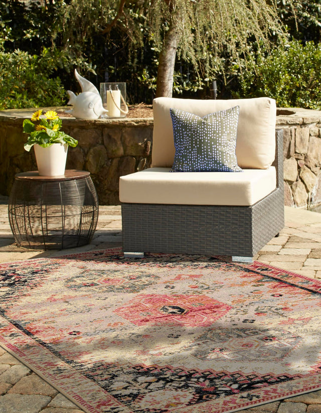 Multicolor 4' 1 x 6' 1 Outdoor Traditional Rectangle Area Rug Weather Resistant for Patio, Deck, Terrace, Balcony, Porch Classical Design Outside Carpet for Sale at Rug Engine