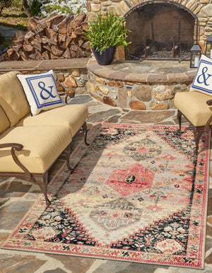 Multicolor 4' 1 x 6' 1 Outdoor Traditional Rectangle Area Rug Weather Resistant for Patio, Deck, Terrace, Balcony, Porch Classical Design Outside Carpet for Sale at Rug Engine